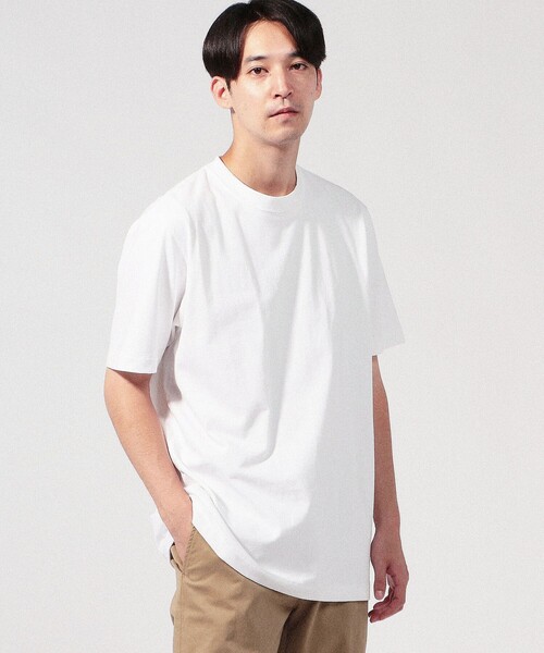 TOMORROWLAND （トゥモローランド）の「fitfor BASIC HALF SLEEVE TEE コットン クルーネックプルオーバー（Tシャツ/カットソー・メンズ・ホワイト/ブラック/ダークブラウン/グリーン・M/L/XL/LL）」の9枚目の写真