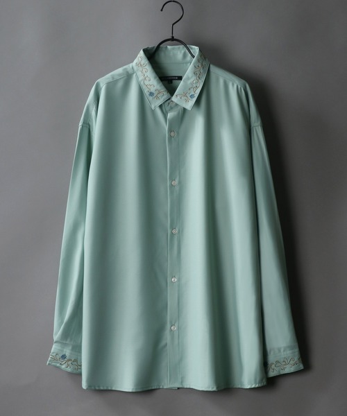 SITRY（シトリー）の「Oversize Drop shoulder Stitch Shirt/オーバーサイズ ドロップショルダー ステッチ トロミシャツ（シャツ/ブラウス・メンズ・ブラック/オフホワイト/グリーン/モカ・M/L）」の4枚目の写真