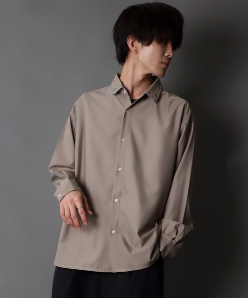 SITRY（シトリー）の「Oversize Drop shoulder Stitch Shirt/オーバーサイズ ドロップショルダー ステッチ トロミシャツ（シャツ/ブラウス・メンズ・ブラック/オフホワイト/グリーン/モカ・M/L）」の17枚目の写真