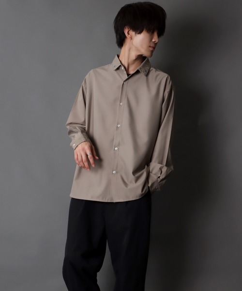 セール】Oversize Drop shoulder Stitch Shirt/オーバーサイズ