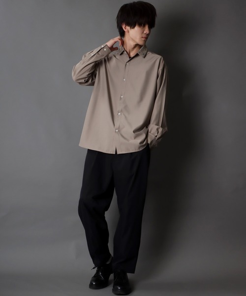 SITRY（シトリー）の「Oversize Drop shoulder Stitch Shirt/オーバーサイズ ドロップショルダー ステッチ トロミシャツ（シャツ/ブラウス・メンズ・ブラック/オフホワイト/グリーン/モカ・M/L）」の15枚目の写真