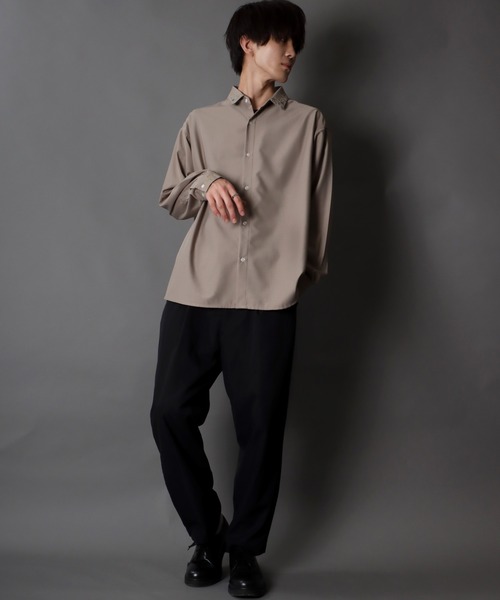 SITRY（シトリー）の「Oversize Drop shoulder Stitch Shirt/オーバーサイズ ドロップショルダー ステッチ トロミシャツ（シャツ/ブラウス・メンズ・ブラック/オフホワイト/グリーン/モカ・M/L）」の14枚目の写真