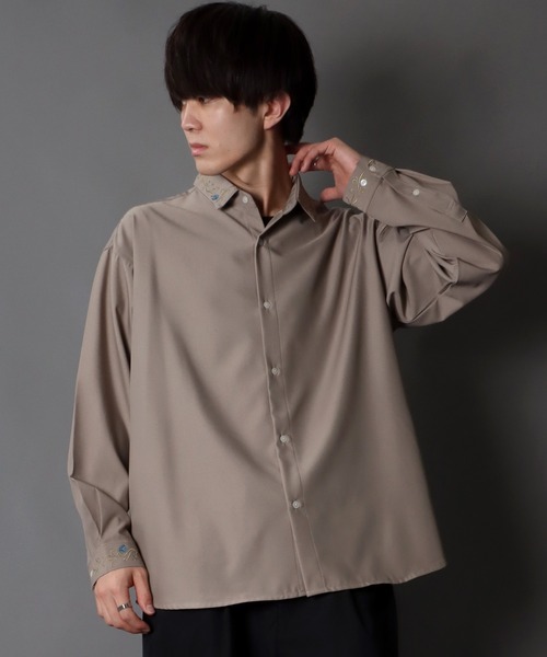 セール】Oversize Drop shoulder Stitch Shirt/オーバーサイズ