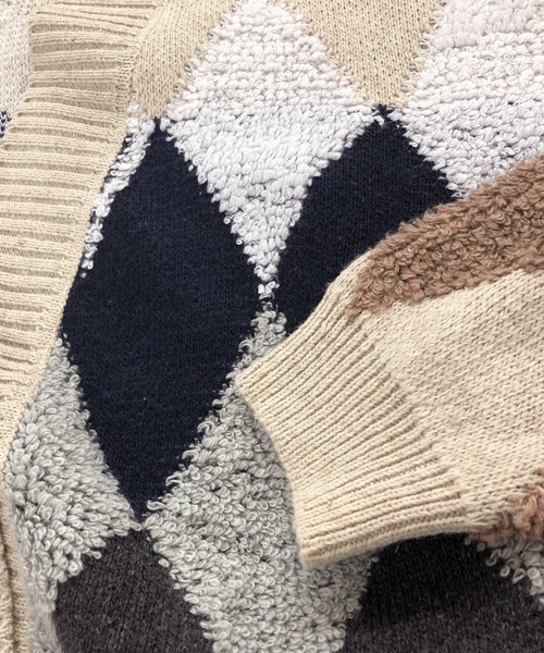 Chaco closet（チャコ クローゼット）の「ビッグシルエットアーガイル柄ルーズカーディガン（カーディガン/ボレロ・レディース・ネイビー/レッド/アイボリー・FREE）」の13枚目の写真