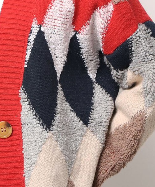 Chaco closet（チャコ クローゼット）の「ビッグシルエットアーガイル柄ルーズカーディガン（カーディガン/ボレロ・レディース・ネイビー/レッド/アイボリー・FREE）」の14枚目の写真