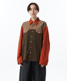 【KURO】PATCHWORK CORDUROY SHIRT