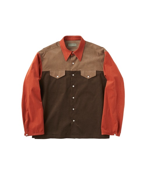KURO（クロ）の「【KURO】PATCHWORK CORDUROY SHIRT（シャツ/ブラウス・メンズ・ベージュ/ブラウン・SMALL/MEDIUM/LARGE）」の3枚目の写真