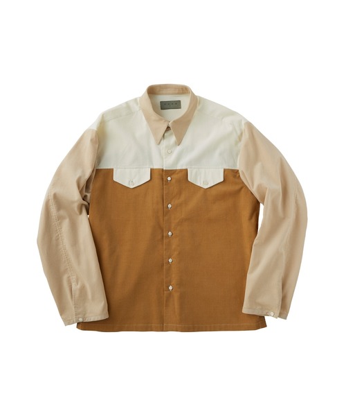 KURO（クロ）の「【KURO】PATCHWORK CORDUROY SHIRT（シャツ/ブラウス・メンズ・ベージュ/ブラウン・SMALL/MEDIUM/LARGE）」の4枚目の写真