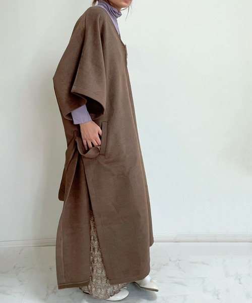 CORNERS（コーナーズ）の「【WEARISTA nico×CORNERSコラボ】《選べる着丈》ガウンコート（ノーカラーコート・レディース・ブラウン/アイボリー・M/L）」の20枚目の写真