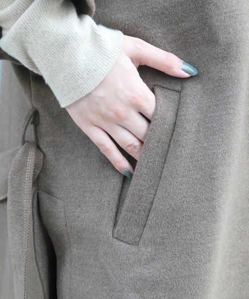 CORNERS（コーナーズ）の「【WEARISTA nico×CORNERSコラボ】《選べる着丈》ガウンコート（ノーカラーコート・レディース・ブラウン/アイボリー・M/L）」の4枚目の写真