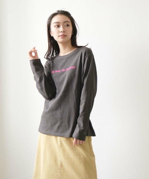 Ocean Pacific(オーシャンパシフィック)の「【OP:オーピー】レディース オーバーシルエット フロッキー加工プリント ロングTシャツ(Tシャツ/カットソー・レディース・ホワイト/グリーン/サンドベージュ/チャコール・MEDIUM/LARGE/X-LARGE)」の3枚目の写真