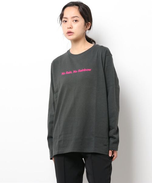 Ocean Pacific(オーシャンパシフィック)の「【OP:オーピー】レディース オーバーシルエット フロッキー加工プリント ロングTシャツ(Tシャツ/カットソー・レディース・ホワイト/グリーン/サンドベージュ/チャコール・MEDIUM/LARGE/X-LARGE)」の19枚目の写真