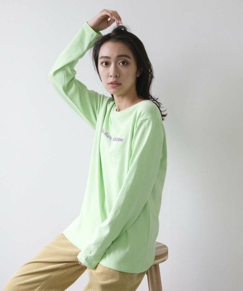 Ocean Pacific(オーシャンパシフィック)の「【OP:オーピー】レディース オーバーシルエット フロッキー加工プリント ロングTシャツ(Tシャツ/カットソー・レディース・ホワイト/グリーン/サンドベージュ/チャコール・MEDIUM/LARGE/X-LARGE)」の18枚目の写真