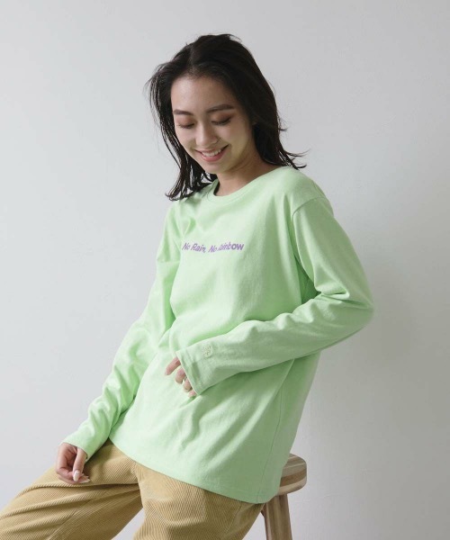 Ocean Pacific(オーシャンパシフィック)の「【OP:オーピー】レディース オーバーシルエット フロッキー加工プリント ロングTシャツ(Tシャツ/カットソー・レディース・ホワイト/グリーン/サンドベージュ/チャコール・MEDIUM/LARGE/X-LARGE)」の10枚目の写真