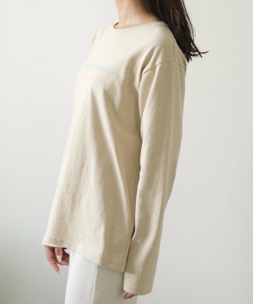 Ocean Pacific(オーシャンパシフィック)の「【OP:オーピー】レディース オーバーシルエット フロッキー加工プリント ロングTシャツ(Tシャツ/カットソー・レディース・ホワイト/グリーン/サンドベージュ/チャコール・MEDIUM/LARGE/X-LARGE)」の6枚目の写真