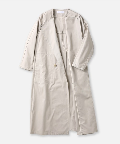 SETTO(セット)の「YEAR COAT:レディースコート(ノーカラーコート・レディース・ベージュ/アイボリー・FREE)」の7枚目の写真