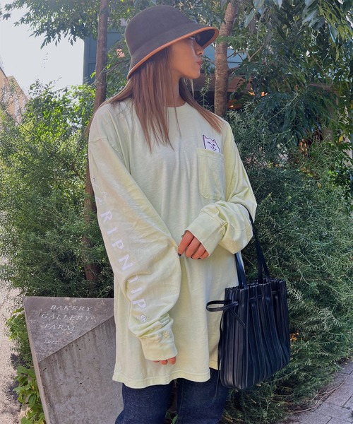 RIPNDIP（リップンディップ）の「RIPNDIP/リップンディップ Lord Nermal Long Sleeve Tee ポケット付きロンT（Tシャツ/カットソー・メンズ・ブラック/ピンク/ライム/レッド/ナチュラル/マルーン/ホワイト/ライトグリーン/シルバーグレー/クリーム/ダークグリーン/ブルー・L/XL/M）」の7枚目の写真