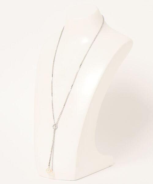 Cupid Heart(キューピッドハート)の「【Cupid Heart】結婚式アクセ パールヘッド ビジューチェーンロングネックレス(ネックレス・レディース・シルバー/ゴールド・MEDIUM)」の3枚目の写真
