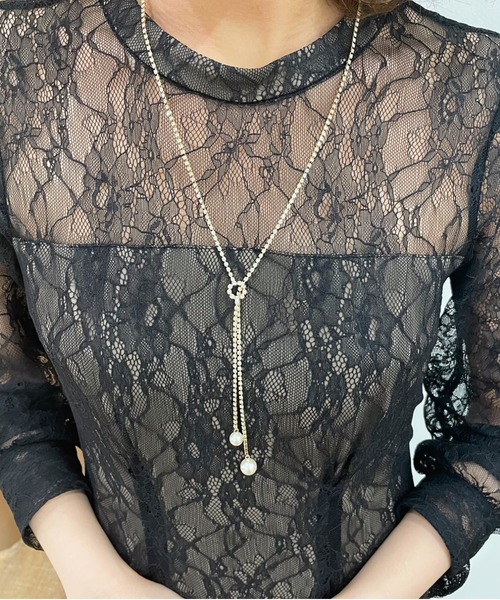 Cupid Heart 結婚式 ちょっとしたお食事会におすすめ パールヘッド ビジューチェーンロングネックレス Cupid Heart 結婚式 ちょっとしたお食事会におすすめ パールヘッド ビジューチェーンロングネックレス