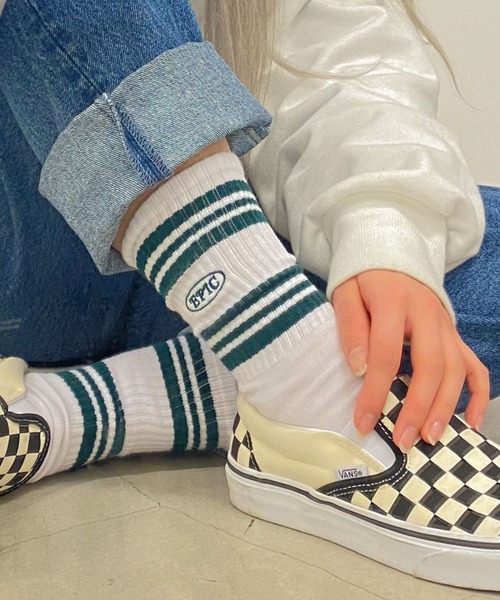 WEGO(ウィゴー)の「WEGO/EPICロゴラインソックス(ソックス/靴下・レディース・ホワイト/ブラック/レッド/グリーン/ブルー/オレンジ・23-25cm)」の3枚目の写真