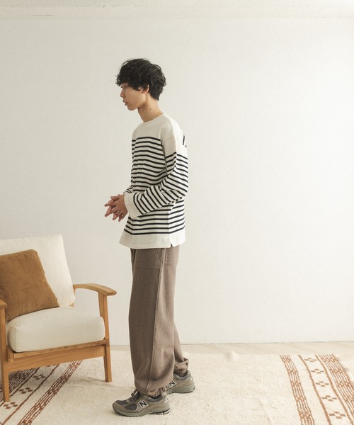 FORK&SPOON（フォークアンドスプーン）の「【WEB限定】FORK&SPOON　パネルボーダーニットプルオーバー（ニット/セーター・メンズ・ホワイト×ネイビー/ホワイト×レッド/ネイビー・4/5）」の10枚目の写真