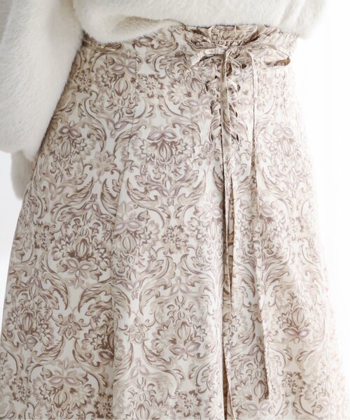 RAY CASSIN（レイカズン）の「ダマスクバックレースアップスカート（スカート・レディース・ブラック/キナリ/ブルー・FREE）」の6枚目の写真