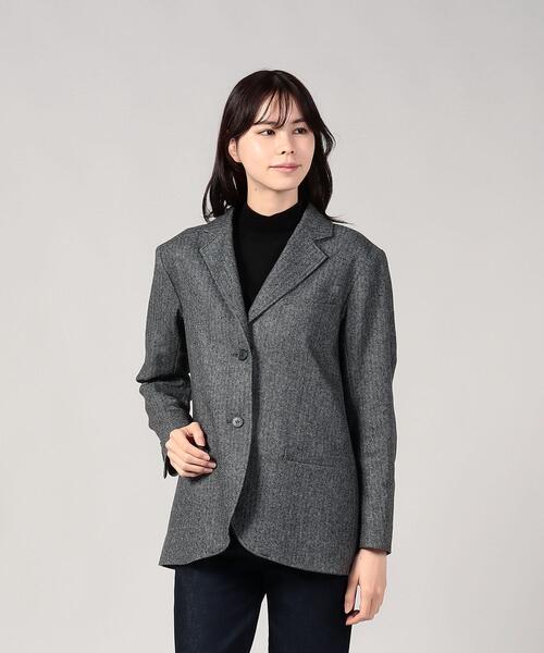 agnes b.（アニエスベー）の「TBU0 VESTE ヘリンボーンジャケット（テーラードジャケット・レディース・グレー系その他・3/2/1）」の2枚目の写真