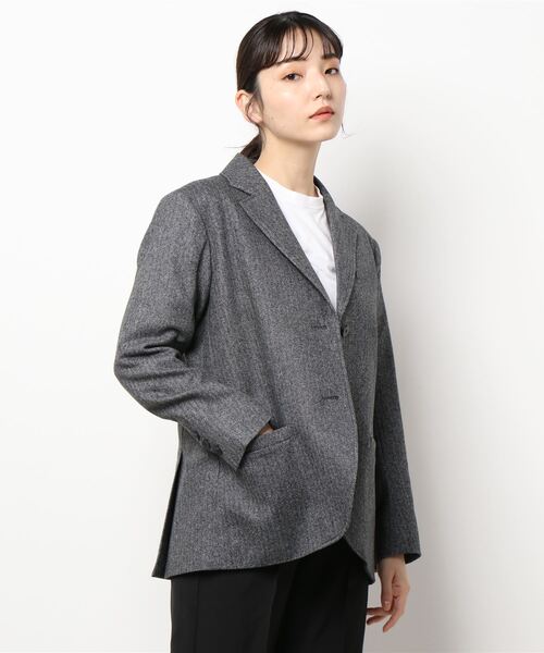 agnes b.（アニエスベー）の「TBU0 VESTE ヘリンボーンジャケット（テーラードジャケット・レディース・グレー系その他・3/2/1）」の6枚目の写真
