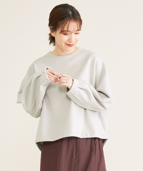 SHARE PARK(シェアパーク)の「【洗える】WOOLETバックZIPプルオーバー(ニット/セーター・レディース・ライトグレー系/グレー系/ベージュ系・1)」の2枚目の写真