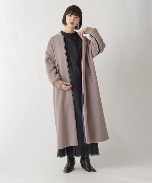 La SRIC（ラスリック）の「La SRIC / リブカラーロングCT（その他アウター・レディース・ネイビー/モカ・38）」の20枚目の写真