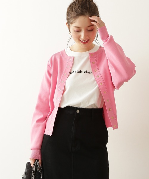 N.(N. Natural Beauty Basic)(エヌエヌナチュラルビューティーベーシック)の「【追加生産】◆ドットボタン総針フォルムカーディガン(カーディガン/ボレロ・レディース・ホワイト/ブラック/ネイビー/グリーン/ブルー/イエロー/ピンク・MEDIUM)」の7枚目の写真