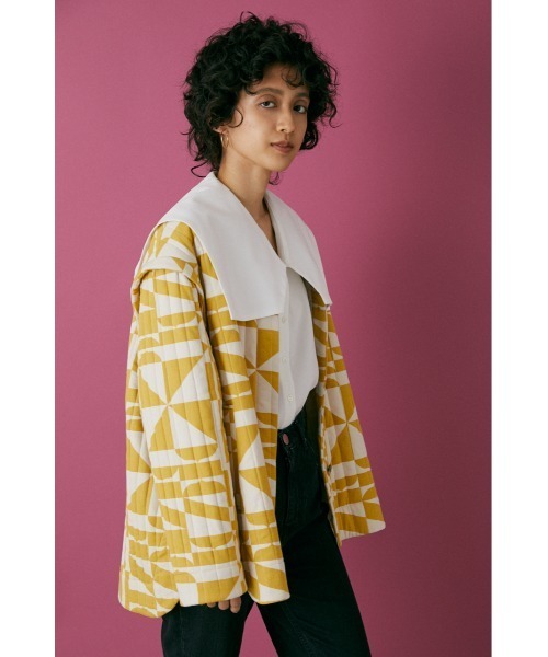 BLACK BY MOUSSY(ブラックバイマウジー)の「pattern quilting jacket(パターンキルティングジャケット)(テーラードジャケット・レディース・ベージュ系その他・FREE)」の14枚目の写真