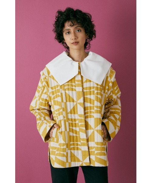 BLACK BY MOUSSY(ブラックバイマウジー)の「pattern quilting jacket(パターンキルティングジャケット)(テーラードジャケット・レディース・ベージュ系その他・FREE)」の2枚目の写真