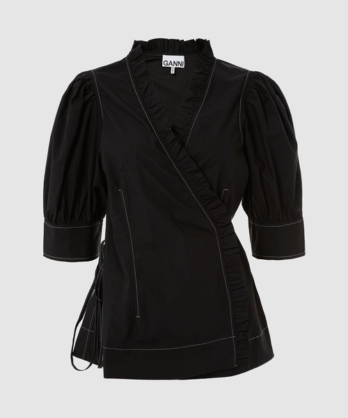 GANNI RIBBON TULLE RAGLAN SHIRT(24年SS) オーバーサイズ レディース