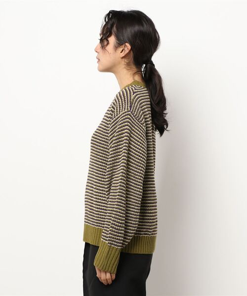 ehka sopo（エヘカソポ）の「配色ボーダーニット（ニット/セーター・レディース・グリーン/ブラック/ブルー/レッド・ﾌﾘ-）」の5枚目の写真