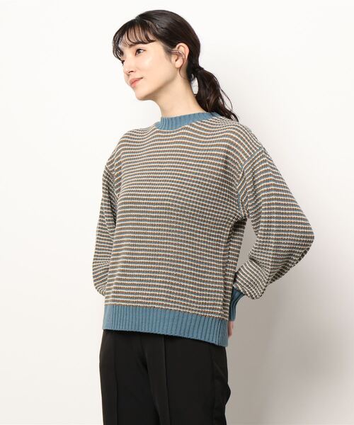 ehka sopo（エヘカソポ）の「配色ボーダーニット（ニット/セーター・レディース・グリーン/ブラック/ブルー/レッド・ﾌﾘ-）」の9枚目の写真