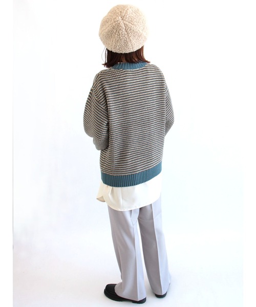 ehka sopo（エヘカソポ）の「配色ボーダーニット（ニット/セーター・レディース・グリーン/ブラック/ブルー/レッド・ﾌﾘ-）」の18枚目の写真