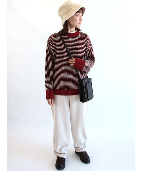 ehka sopo（エヘカソポ）の「配色ボーダーニット（ニット/セーター・レディース・グリーン/ブラック/ブルー/レッド・ﾌﾘ-）」の13枚目の写真