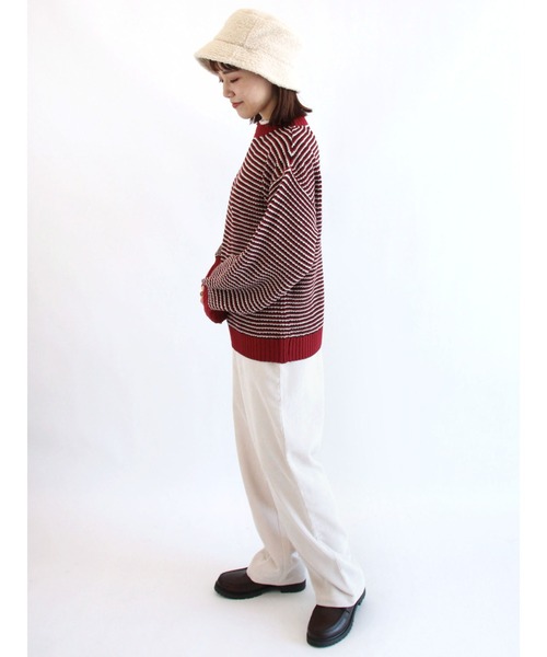 ehka sopo（エヘカソポ）の「配色ボーダーニット（ニット/セーター・レディース・グリーン/ブラック/ブルー/レッド・ﾌﾘ-）」の12枚目の写真