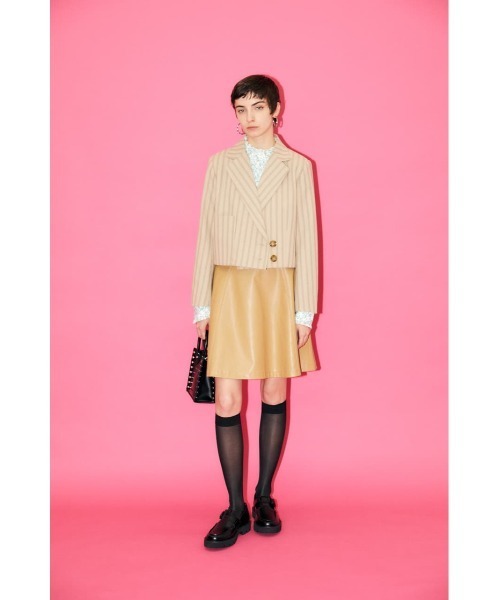 MOUSSY（マウジー）の「F／LEATHER MINI A LINE スカート（スカート・レディース・ベージュ/ブラック・1/2）」の9枚目の写真