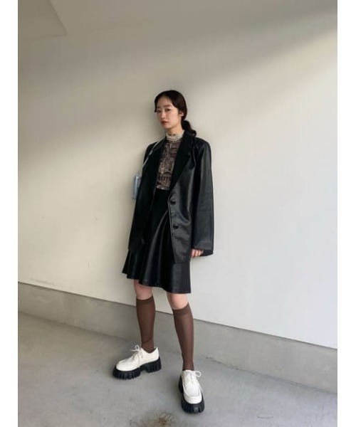 MOUSSY（マウジー）の「F／LEATHER MINI A LINE スカート（スカート・レディース・ベージュ/ブラック・1/2）」の14枚目の写真