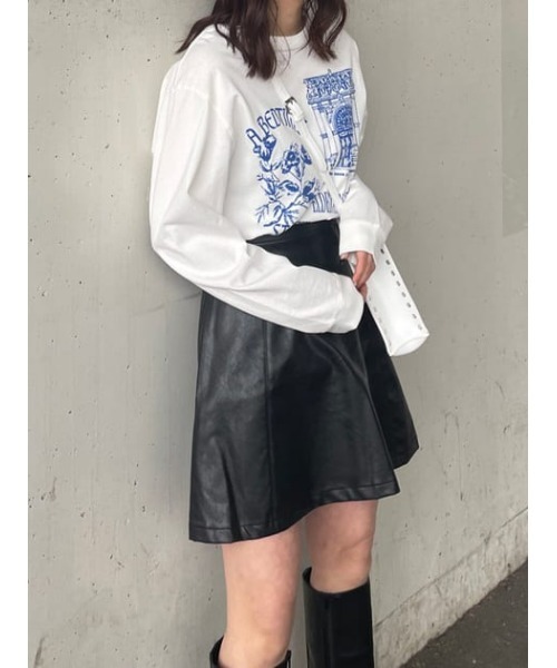 MOUSSY（マウジー）の「F／LEATHER MINI A LINE スカート（スカート・レディース・ベージュ/ブラック・1/2）」の15枚目の写真