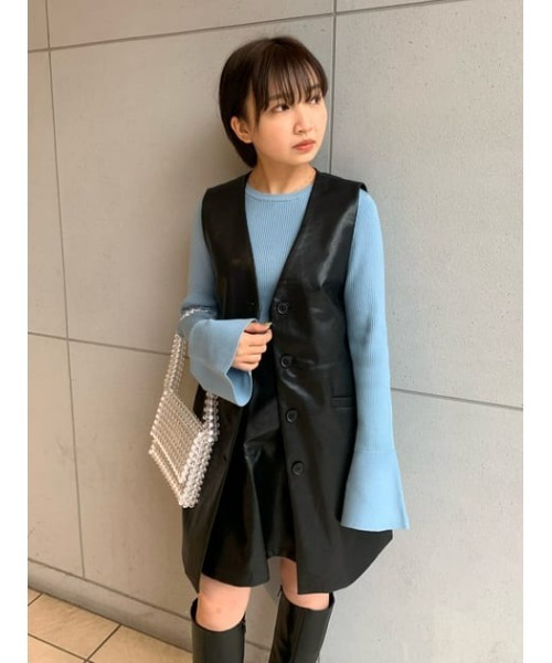 MOUSSY（マウジー）の「F／LEATHER MINI A LINE スカート（スカート・レディース・ベージュ/ブラック・1/2）」の19枚目の写真