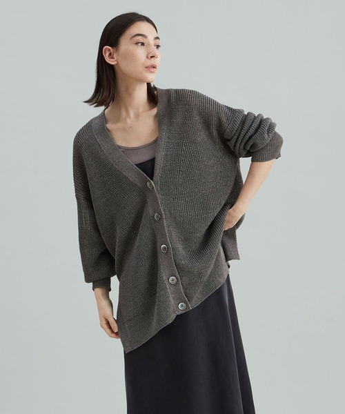 1er Arrondissement(プルミエアロンディスモン)の「畦リネンカーディガン(カーディガン/ボレロ・レディース・ブラウン/カーキ/グレイッシュベージュ・FREE)」の2枚目の写真