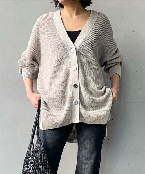 1er Arrondissement(プルミエアロンディスモン)の「畦リネンカーディガン(カーディガン/ボレロ・レディース・ブラウン/カーキ/グレイッシュベージュ・FREE)」の3枚目の写真