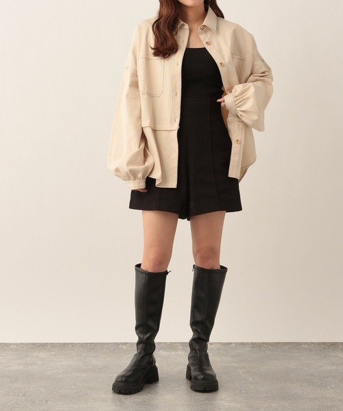Heather(ヘザー)の「ハイショクステッチ2WAYシャツ 272442(シャツ/ブラウス・レディース・ブラック/アイボリー・FREE)」の3枚目の写真