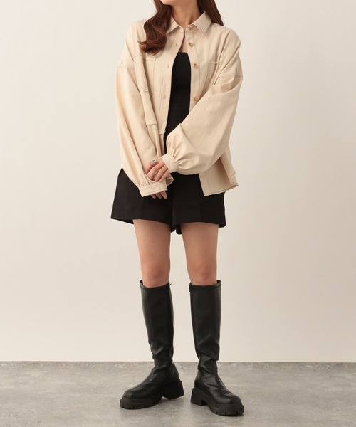 Heather(ヘザー)の「ハイショクステッチ2WAYシャツ 272442(シャツ/ブラウス・レディース・ブラック/アイボリー・FREE)」の4枚目の写真