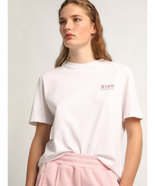 GOLDEN GOOSE(ゴールデングース)の「GOLDEN GOOSE Star Collection / W'S REGULAR T-SHIRT/ BIG GLITTER STAR BACK(Tシャツ/カットソー・レディース・ホワイト×ピンク/ホワイト×ゴールド・SMALL/MEDIUM/X-SMALL)」の3枚目の写真