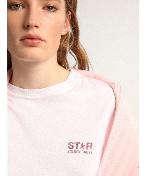 GOLDEN GOOSE(ゴールデングース)の「GOLDEN GOOSE Star Collection / W'S REGULAR T-SHIRT/ BIG GLITTER STAR BACK(Tシャツ/カットソー・レディース・ホワイト×ピンク/ホワイト×ゴールド・SMALL/MEDIUM/X-SMALL)」の4枚目の写真