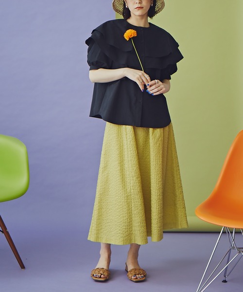 N.（N. Natural Beauty Basic）（エヌエヌナチュラルビューティーベーシック）の「《n.'look》◆シュリンクギャザースカート（スカート・レディース・ネイビー/イエロー/ライラック・MEDIUM）」の3枚目の写真